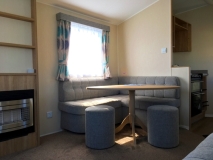 [Holiday hire caravan dining area, Norfolk]