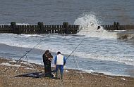 [Fishing from Bacton beach, Norfolk.]